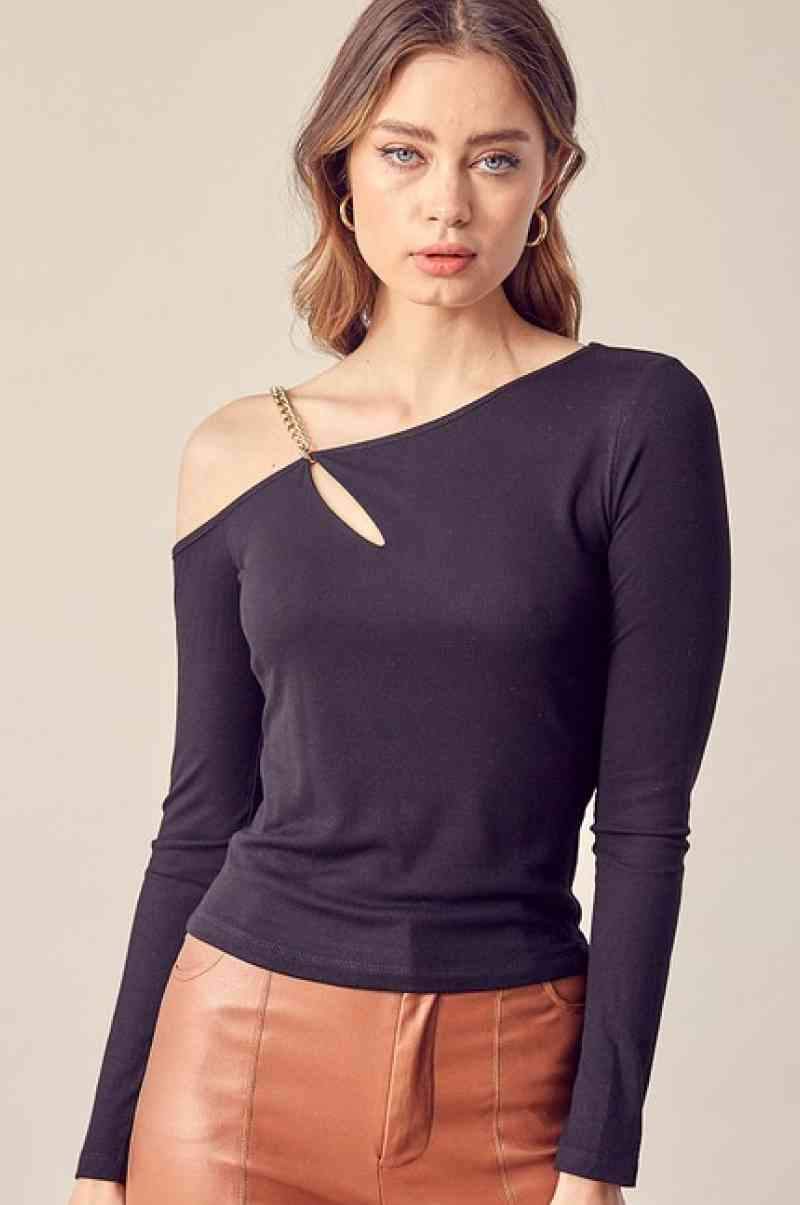 Chain Detail Off Shoulder Top