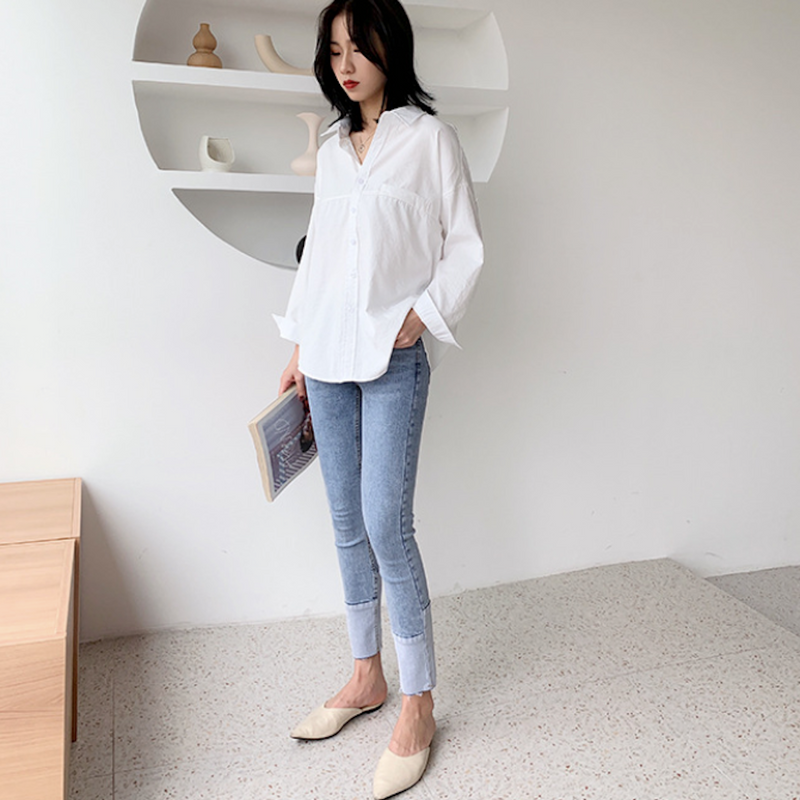 Relaxed Fit Longline White Shirt