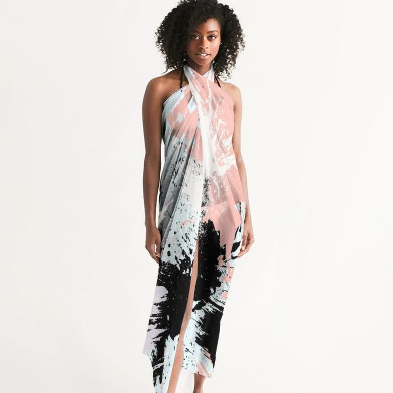 Swimsuit Coverup Sheer Swimwear Abstract Print Pastels