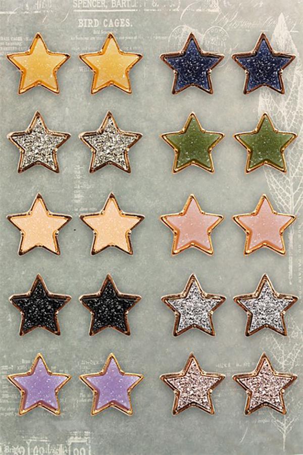 Fe3003 - Druzy Star Post Earrings