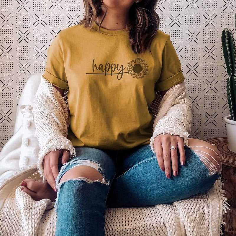 Happy Sunflower Graphic T-Shirt