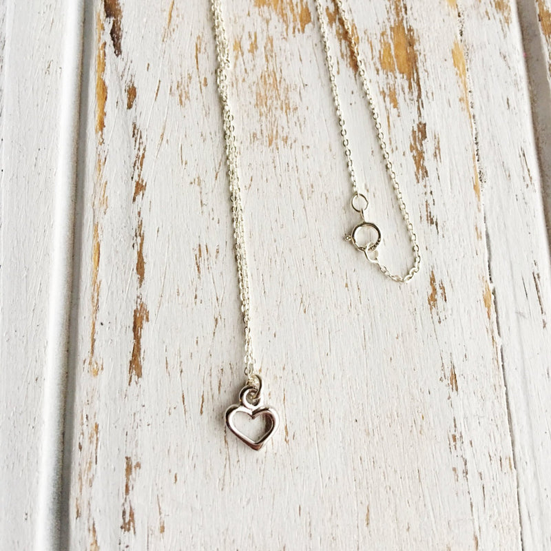 Heart Outline  Sterling Silver Necklace