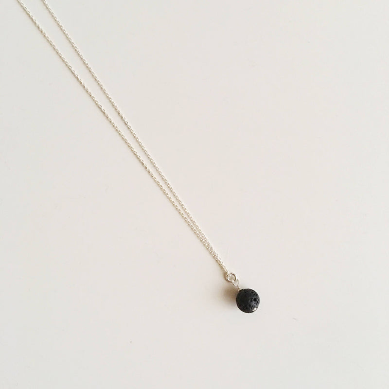 Lava Bead  Sterling Silver Necklace