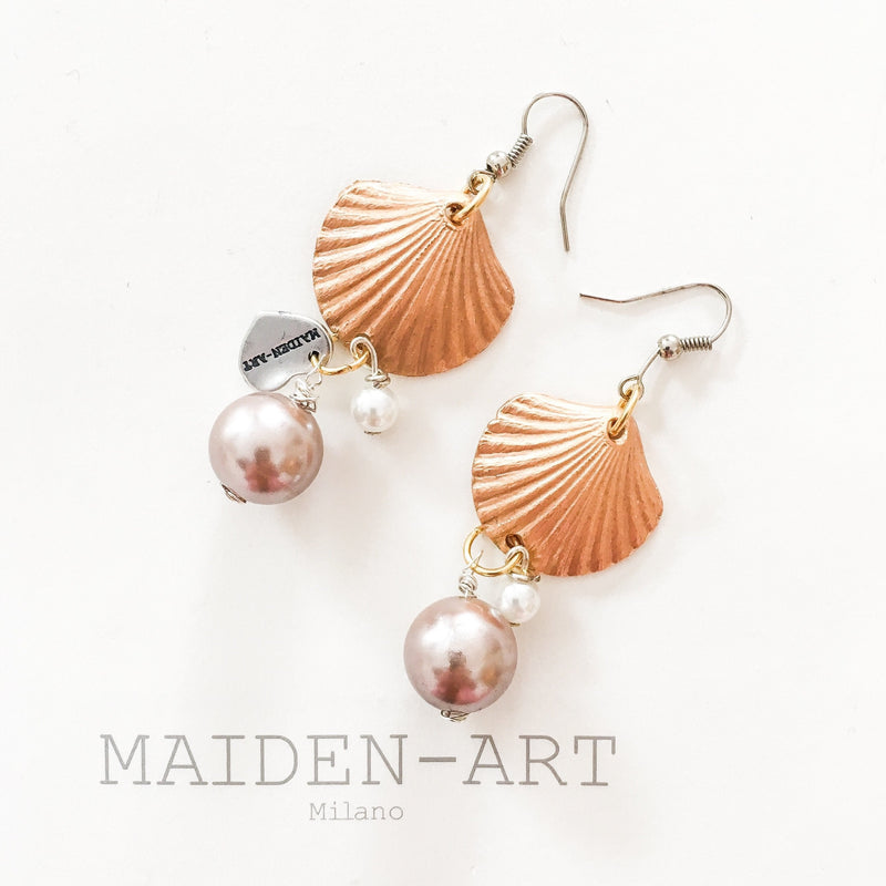 Statement Earrings with Shell Charms and Pearls