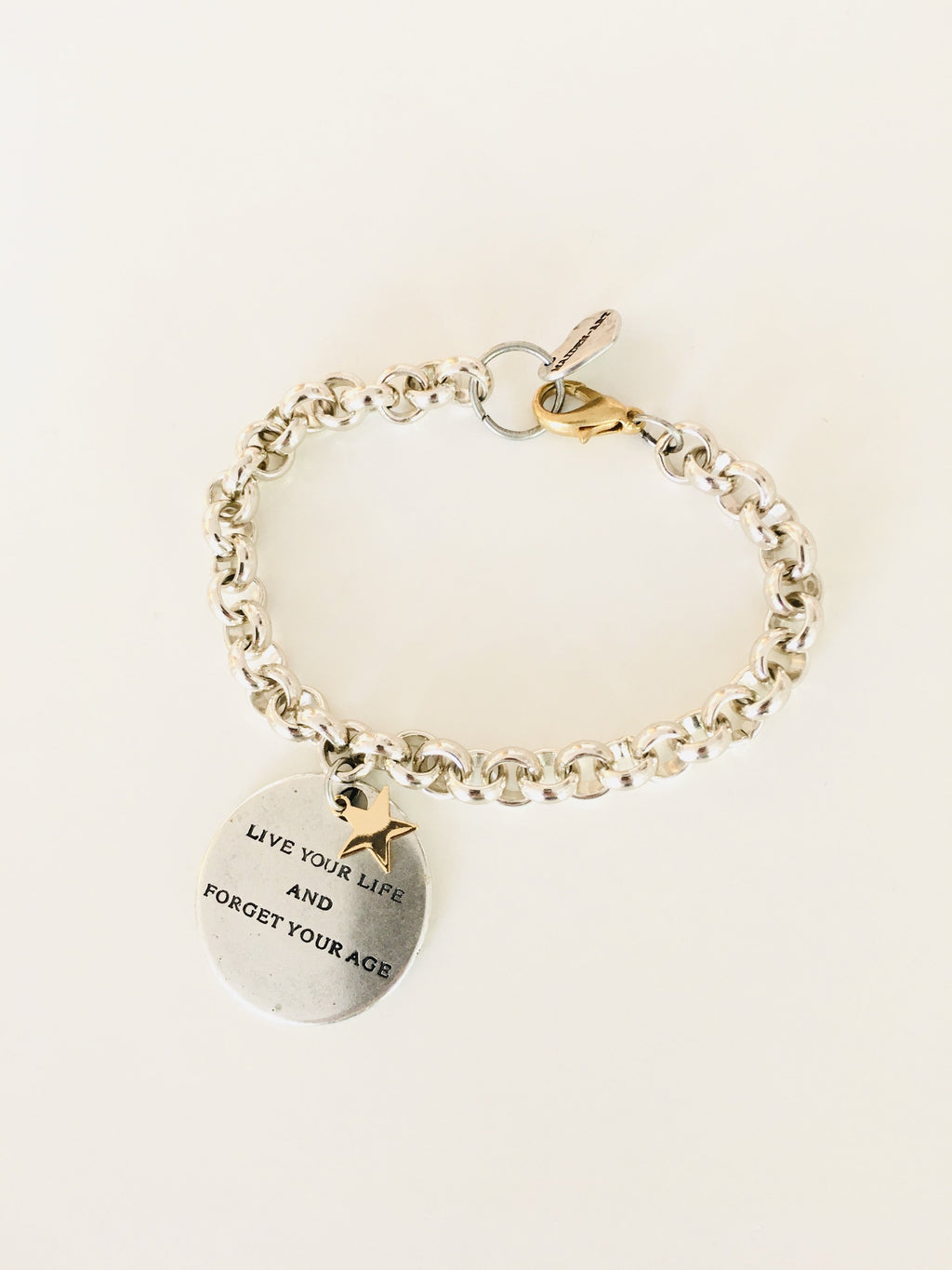 Message Bracelet in Silver and Gold Star Charm.