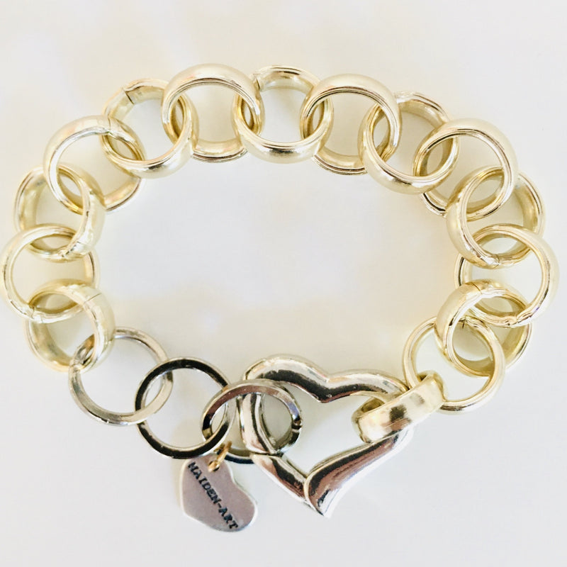 18kt Gold Plated Brass Bracelet and Silver Heart Clasp.