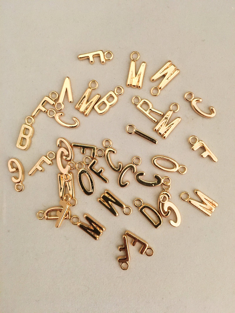 Initial Earrings Stud in 18kt Gold Plated Brass. Initial Earrings