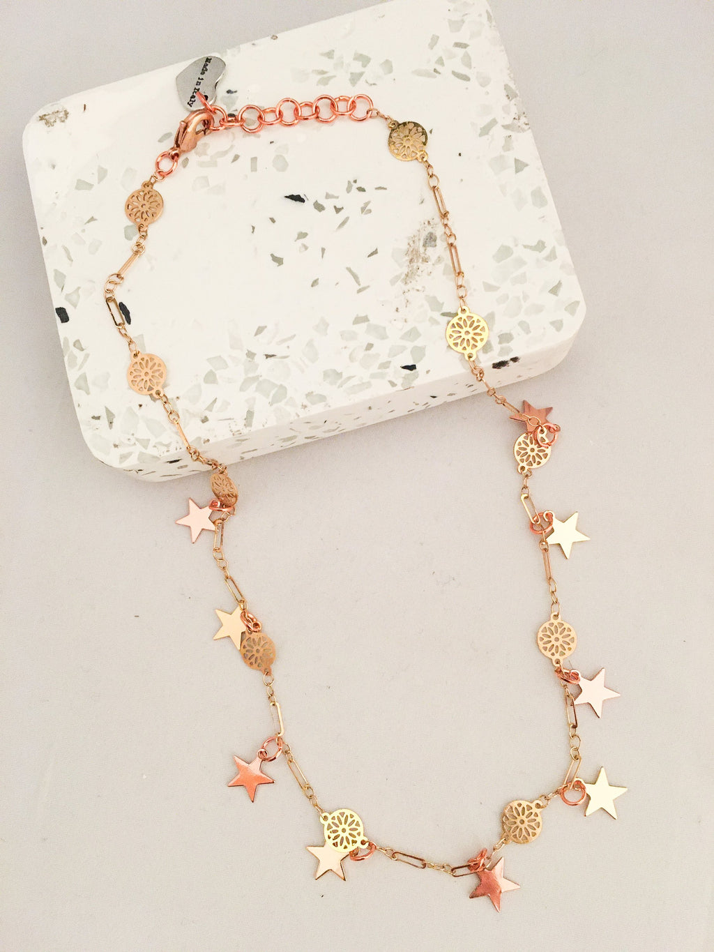 Star Necklace Gold and Rose Gold. Star Necklace Choker.