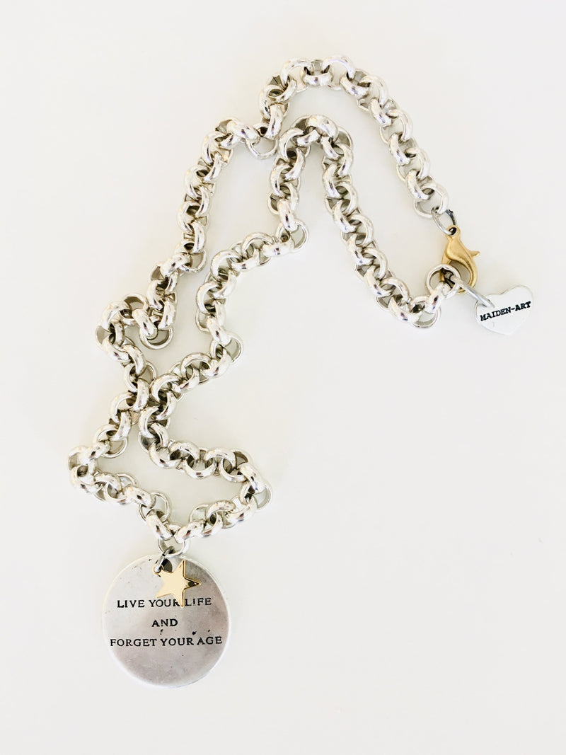 Message Necklace in Silver and Gold Star Charm