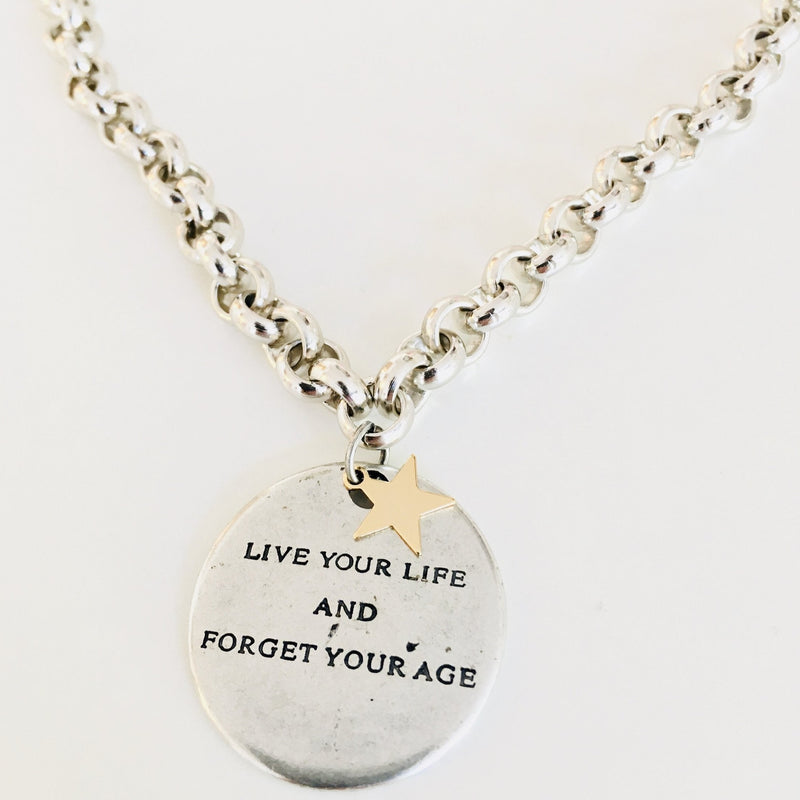 Message Necklace in Silver and Gold Star Charm