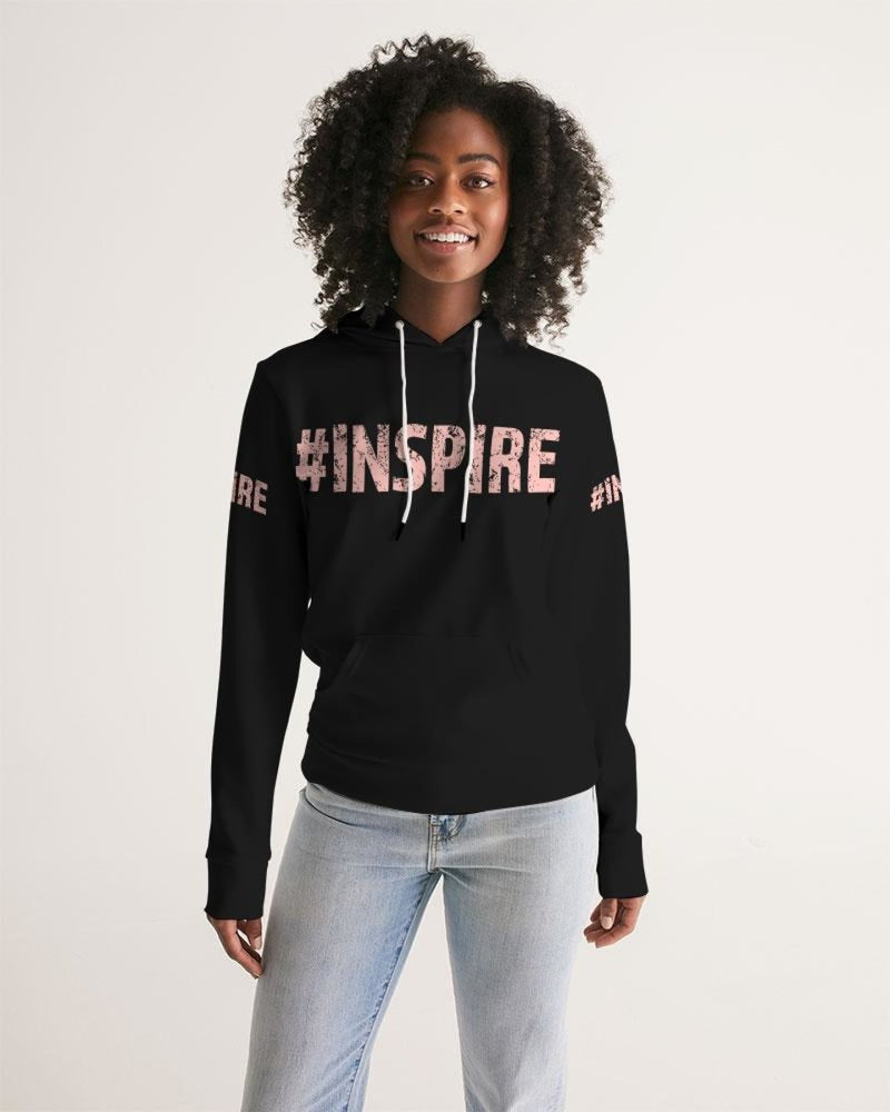 Inspire Black Peach Hoodie With Sleeve Text