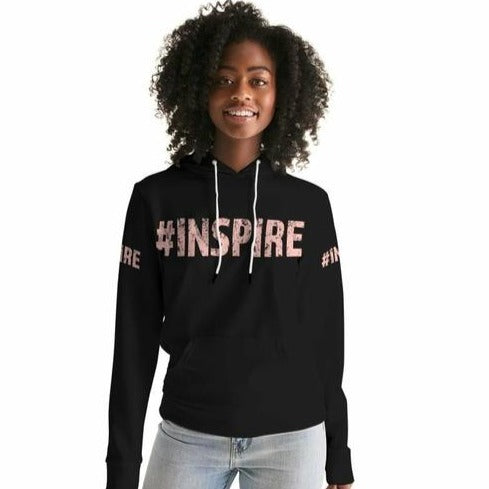Inspire Black Peach Hoodie With Sleeve Text