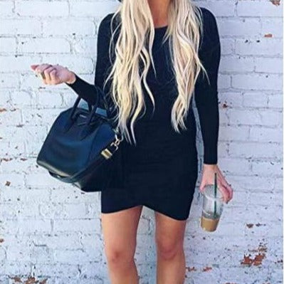 Classic Long Sleeve T-Shirt Dress - Black