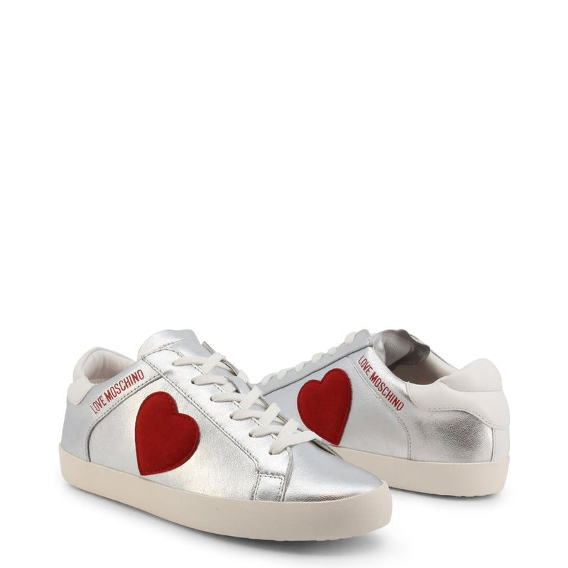 Love Moschino Silver Heart Sneakers