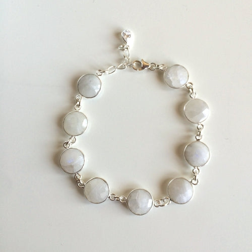 Sterling Silver wrapped Moonstones w/ Sterling Silver Clasp and Links