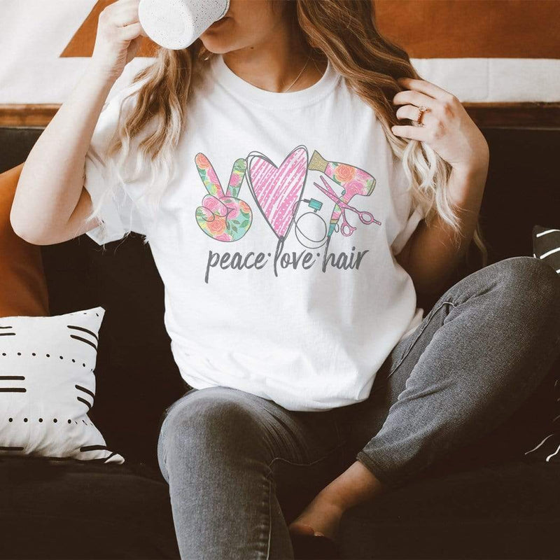 Peace Love Hair Graphic T-Shirt