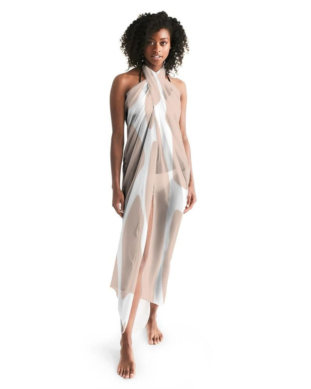 Uniquely You Sheer Sarong Swimsuit Cover Up Wrap / Peach Abstract
