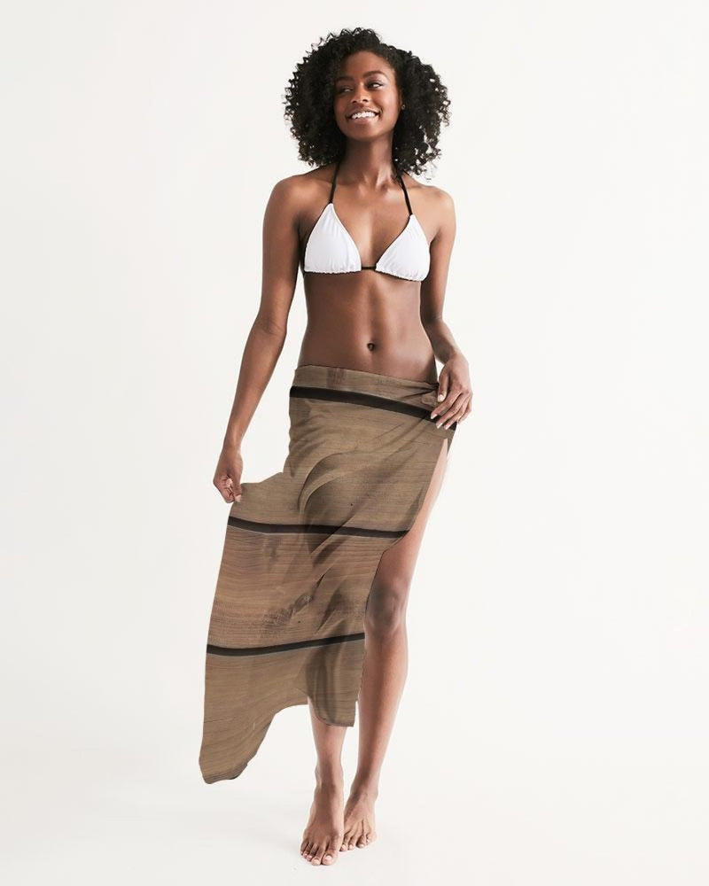 Uniquely You Sheer Sarong Swimsuit Cover Up Wrap / Brown Wood