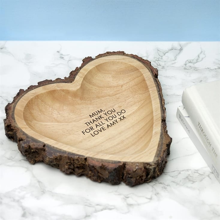 Rustic Carved Wooden Heart Dish