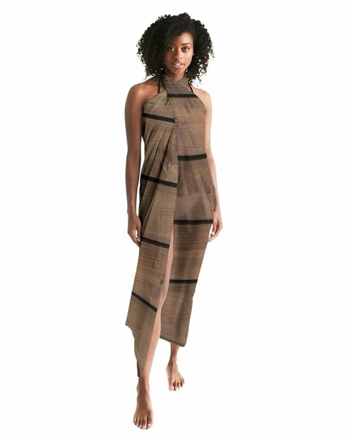 Uniquely You Sheer Sarong Swimsuit Cover Up Wrap / Brown Wood