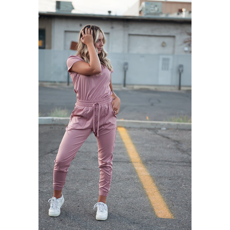 Girls Jumpsuit with Pockets in Pink Lemonade
