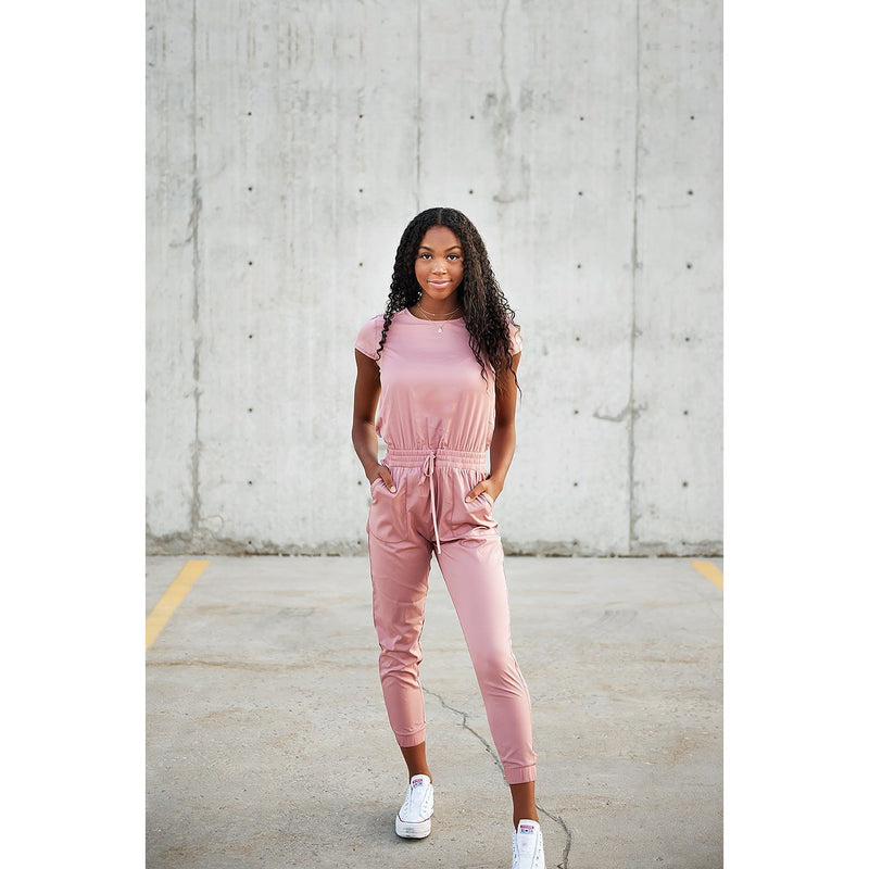 Girls Jumpsuit with Pockets in Pink Lemonade