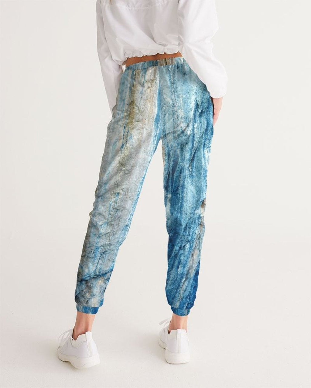 Girls Sportswear Gray Blue And White Abstract Style Track Pants